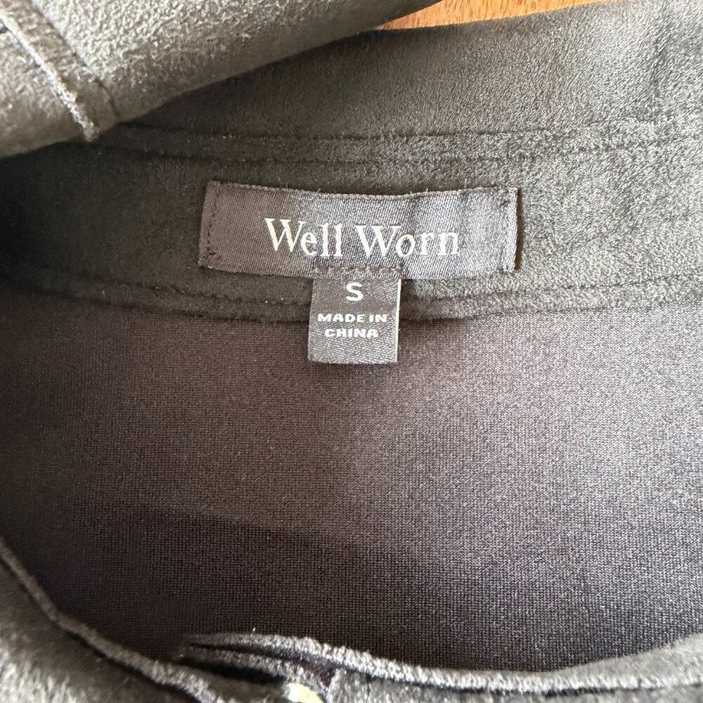 Well Worn Black Faux Suede Shacket Jacket Oversized S - Picture 9 of 10